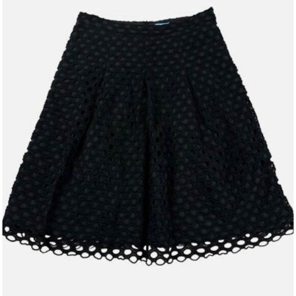 J. MCLAUGHLIN Black Layered Eyelet A-Line Pleated Midi-Length Skirt Size 2 - Picture 1 of 9